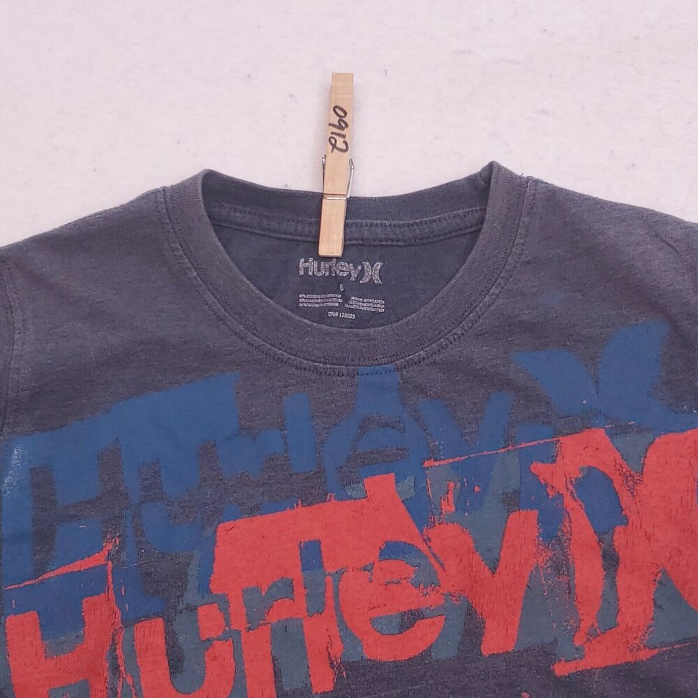 Hurley Casual Short Sleeve Pullover Graphic T-Shirt Youth Boys Size 6 Blue Red